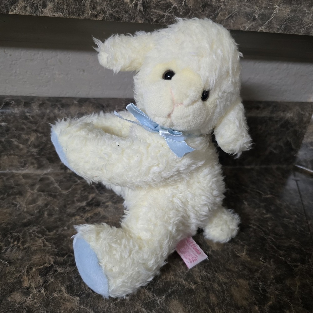 Russ Berrie Mutton's White Lamb With Blue Feet Plush Stuffed Animal